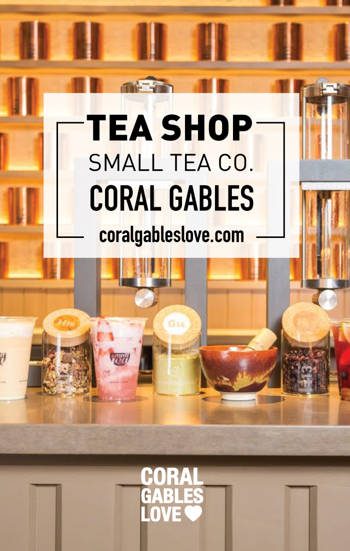Small Tea in Coral Gables, FL. This new tea shop, offering over 80 different types of tea and a delicious menu, has quickly earned the loyalty of many locals. That’s not a typo, they really do offer EIGHTY exotic tea flavors!