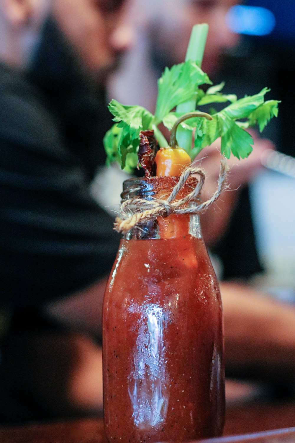 I love how they serve the Bloody Mary in a bottle at The Local Craft Food & Drink in Miami.