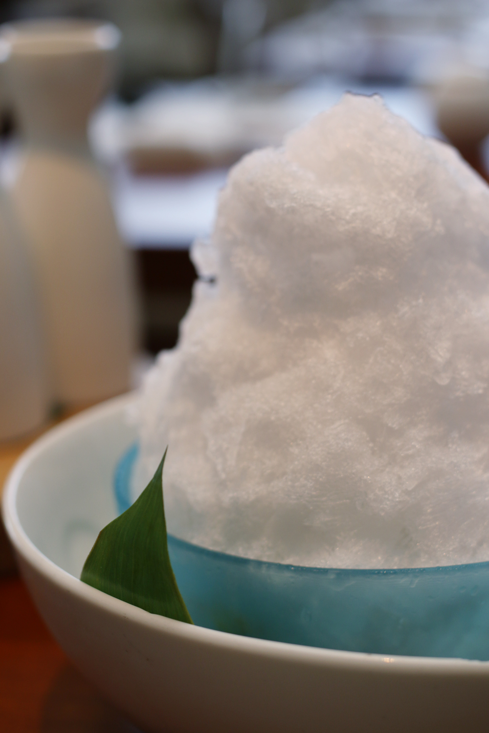 Nobu Miami at Eden Roc Hotel prix-fixe menu Mt. Fiji shaved ice dessert with Mango Sauce, Condensed Milk and Yogurt - this is AMAZING!