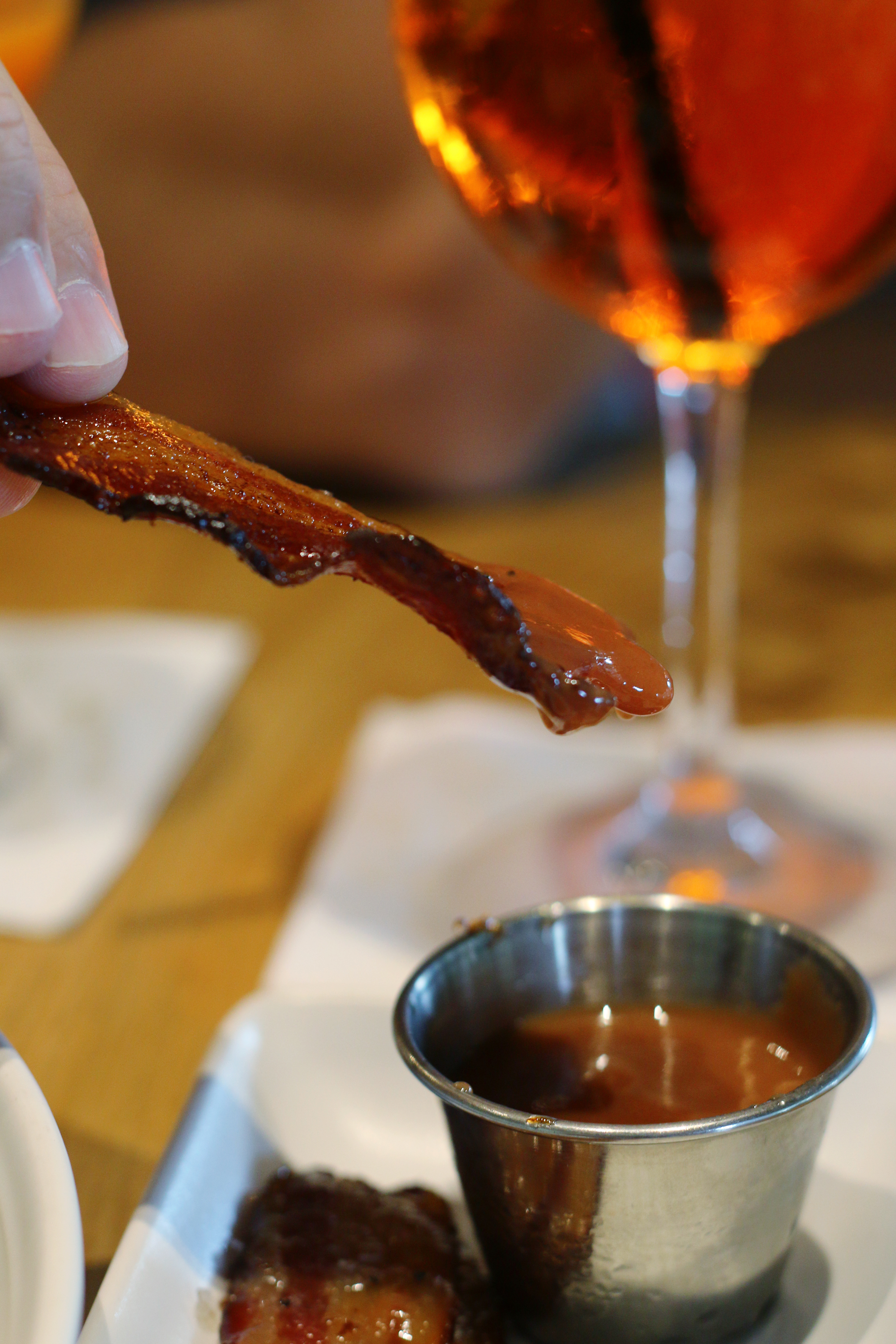 Miami restaurant, Glass & Vine, serves crispy bacon with coffee salt and guava sauce for dipping. Click to read more or pin and save for later! Coral Gables | Coconut Grove | Florida