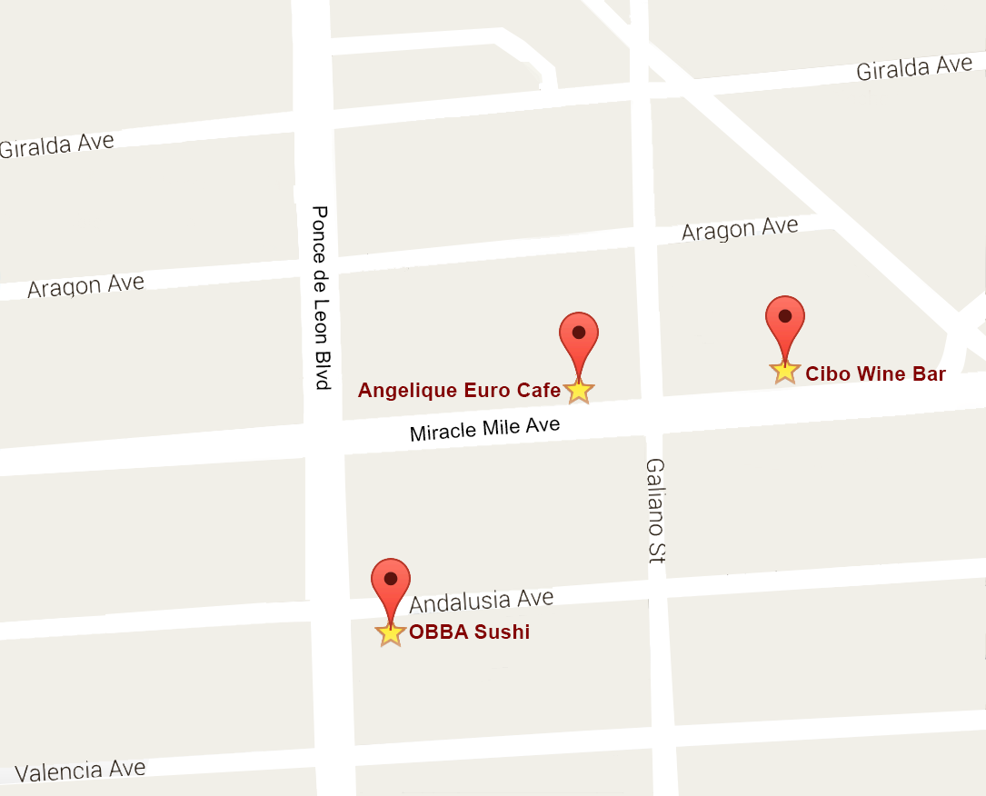 Coral Gables Food Tour September 2016 Map