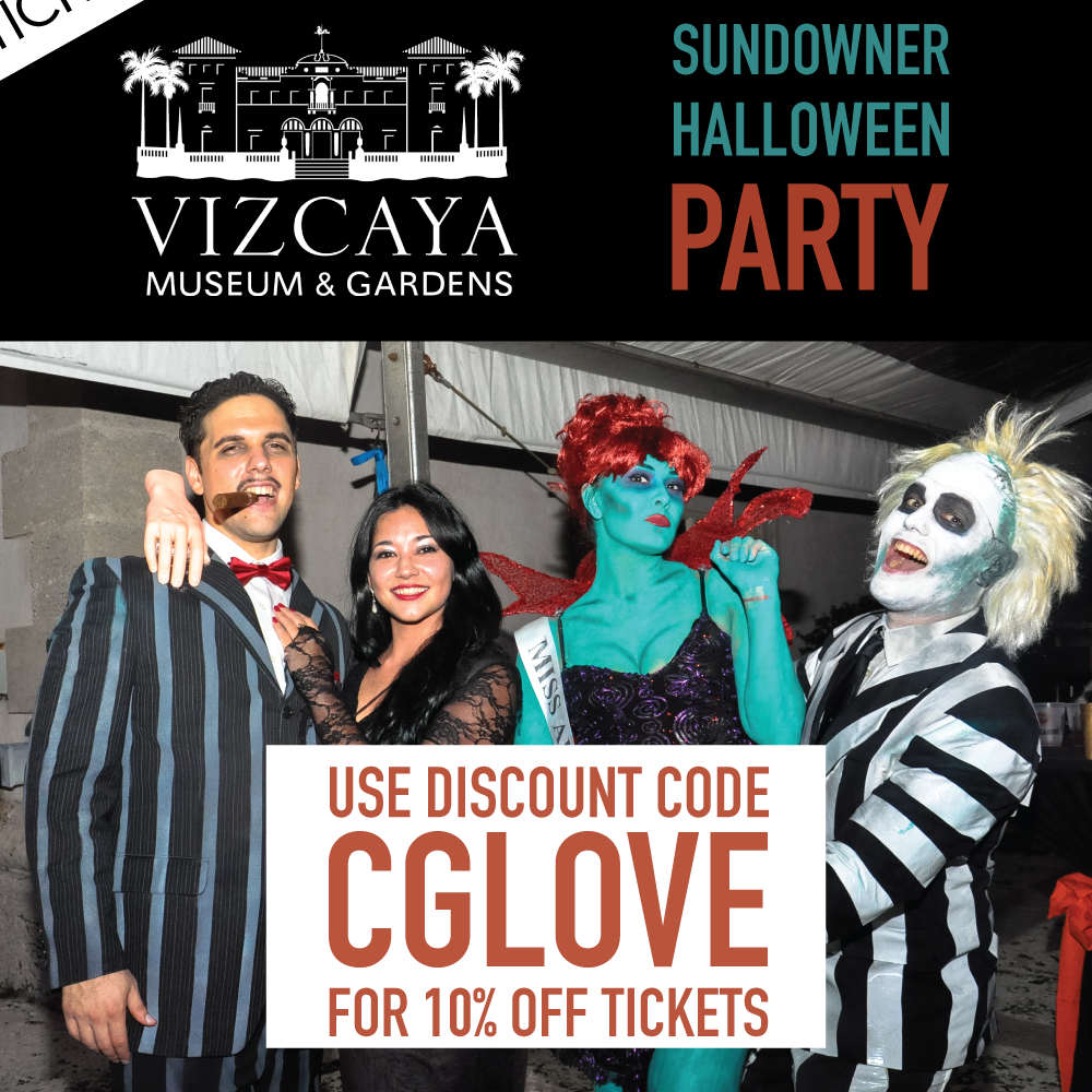 Vizcaya Sundowner Halloween Party Discount Code. Click to read more or pin and save for later! Miami Halloween | Viscaya | Coral Gables Halloween Discount Code