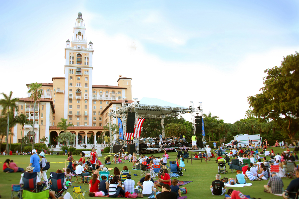 Biltmore Hotel 4th of July Fireworks Coral Gables, Florida. Miami Independence Day Celebrations