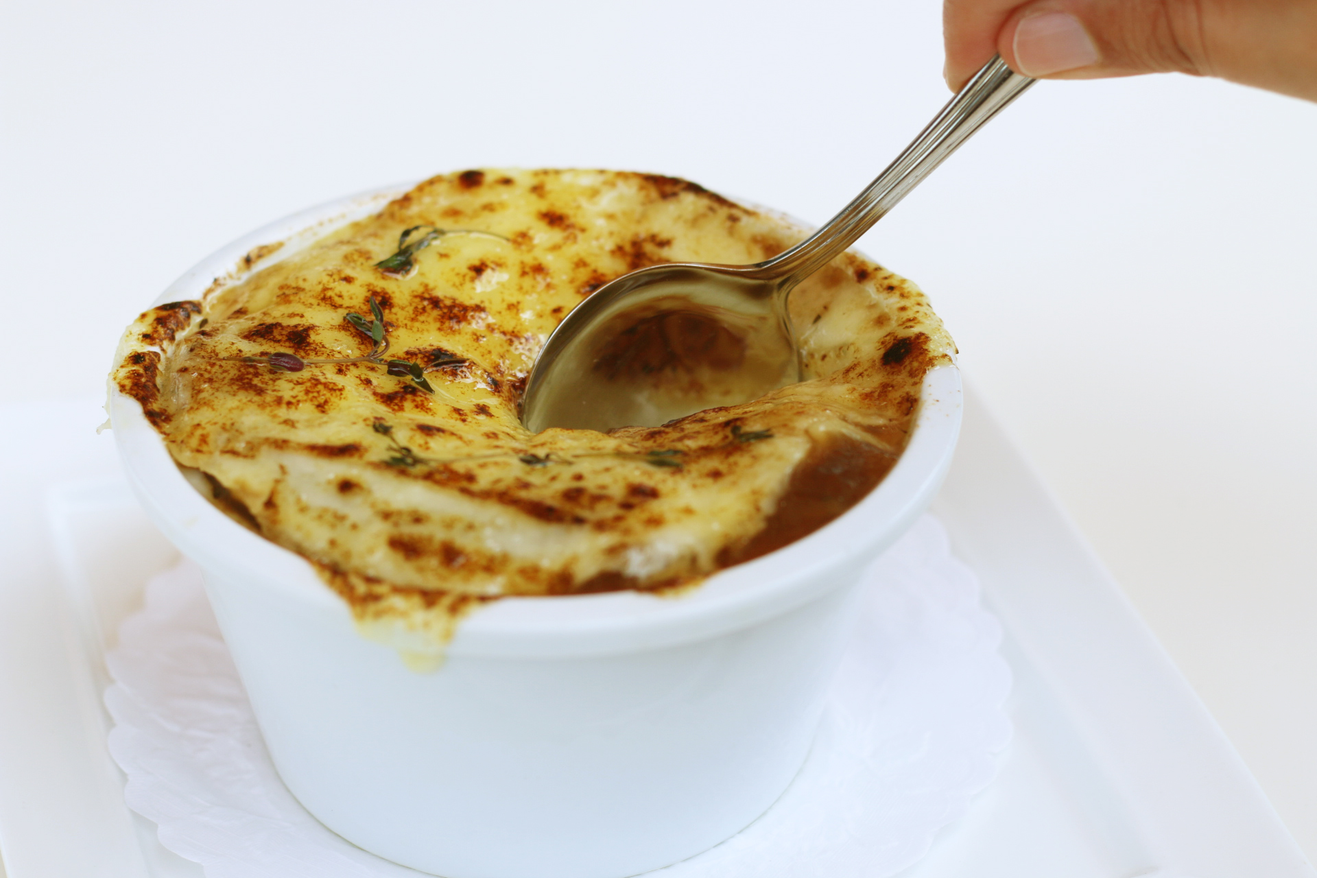 French Onion soup from Le Provençal the best French restaurant in Coral Gables. Miami, Florida.