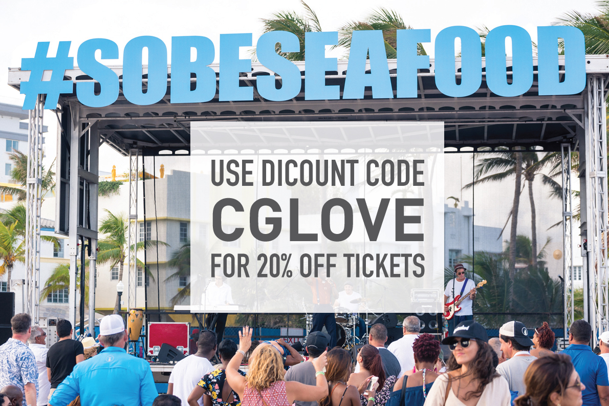 The South Beach Seafood Festival always take place on Miami beach in October. Use promo code CGLOVE for 20% off your ticket price.