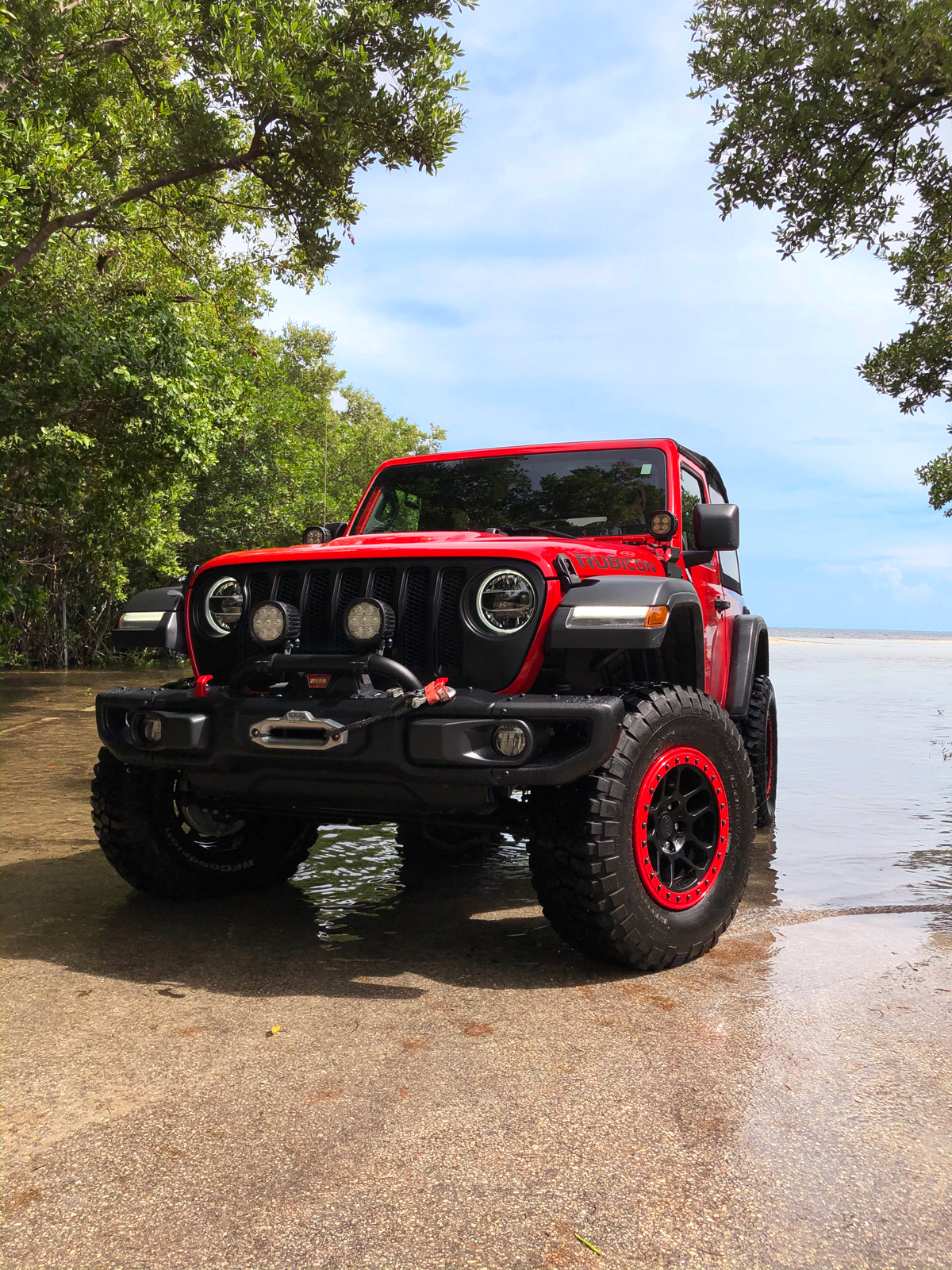 Jeep Wrangler Rubicon Exploring High Tide in Matheson Hammock Park in Coral Gables, Florida - Miami