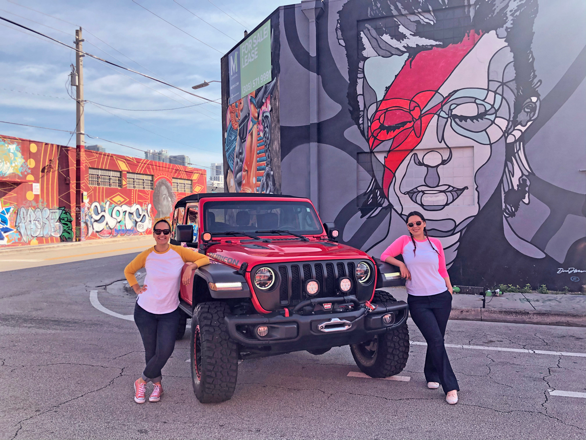 Jeep Wrangler Rubicon Exploring Wynwood murals - Miami, florida