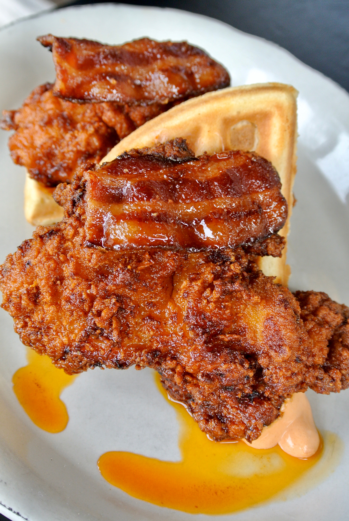 Eating House Miami- Hot Chicken and Waffles with Bacon