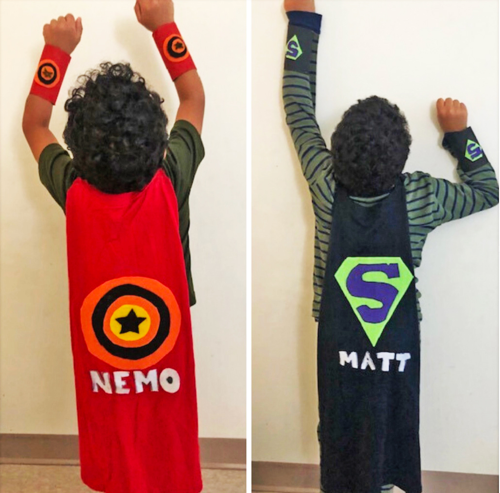 Kids Activities at Home Crafting super hero cape and cuffs