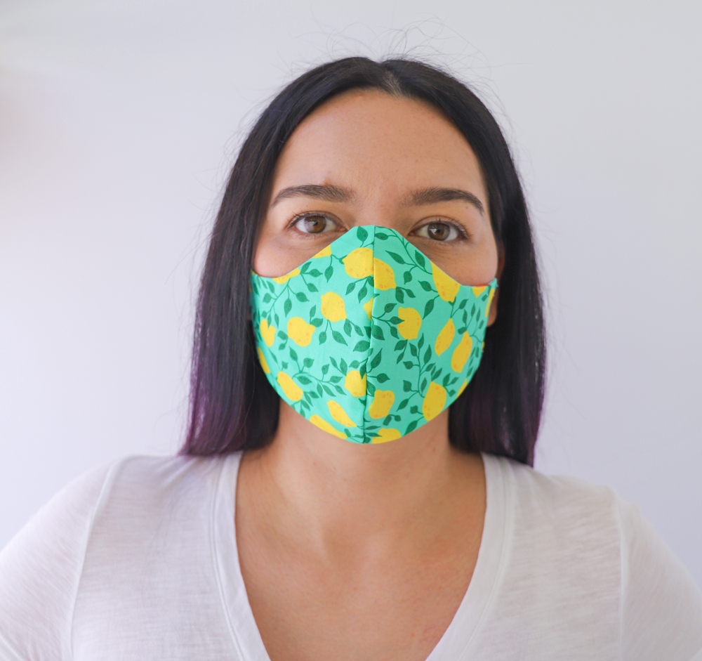 Lemons Reversible, double Sided Cotton Washable Adult Face Mask,Breathable Reversible Mask,Handmade in USA Face Mask