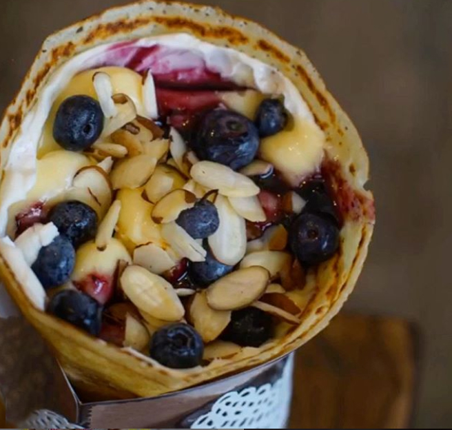 Stephanie's Crepes Blueberry Cheesecake crepe in Coral Gables