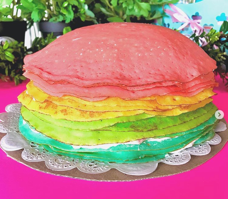 Stephanie's Crepes Rainbow crepe cake in Coral Gables