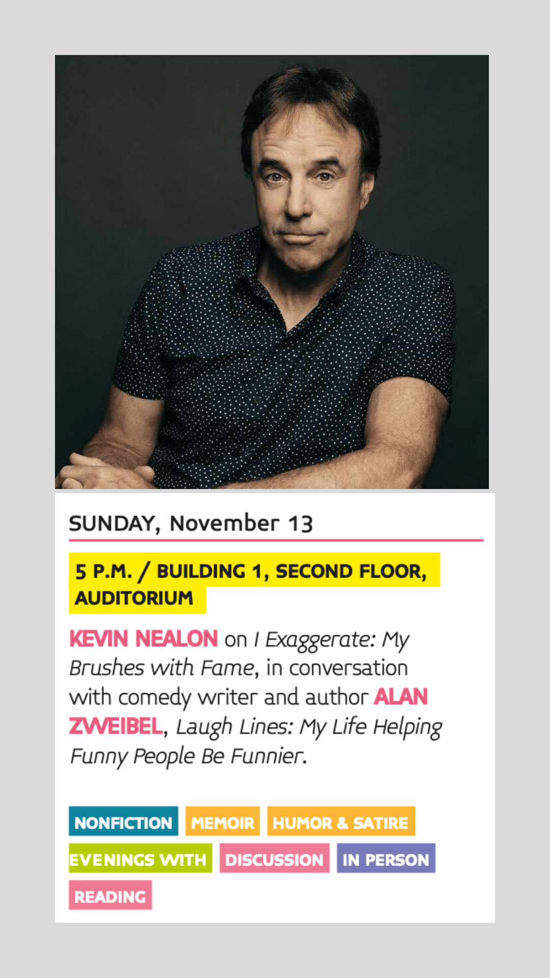 Miami Book Fair 2022 - Kevin Nealon: I exaggerate my brushes with fame